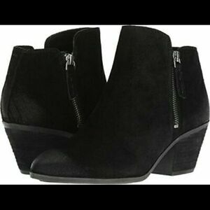 Frye & Co Black Judy Double Zip Suede Booties
